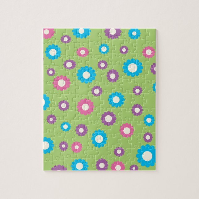 Colourful daisy art pattern jigsaw puzzle (Vertical)