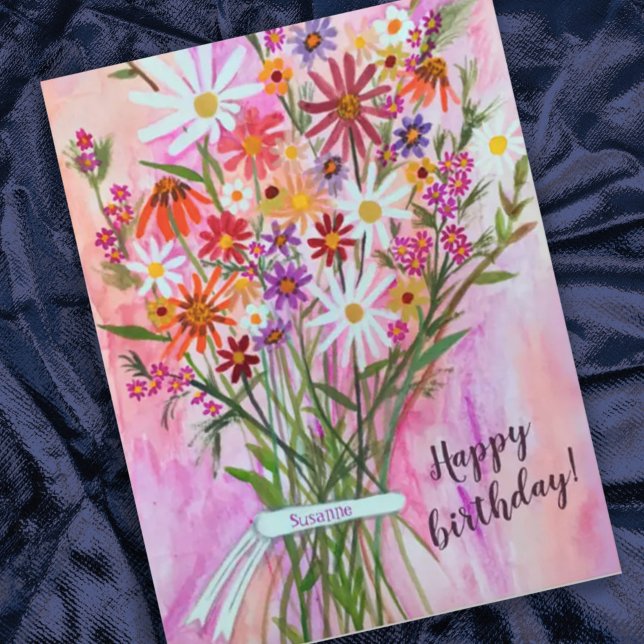 Colourful Daisy Bouquet Happy Birthday Postcard (Creator Uploaded)