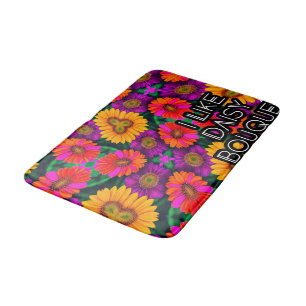 Colourful Daisy Bouquet Pattern Bath Mat