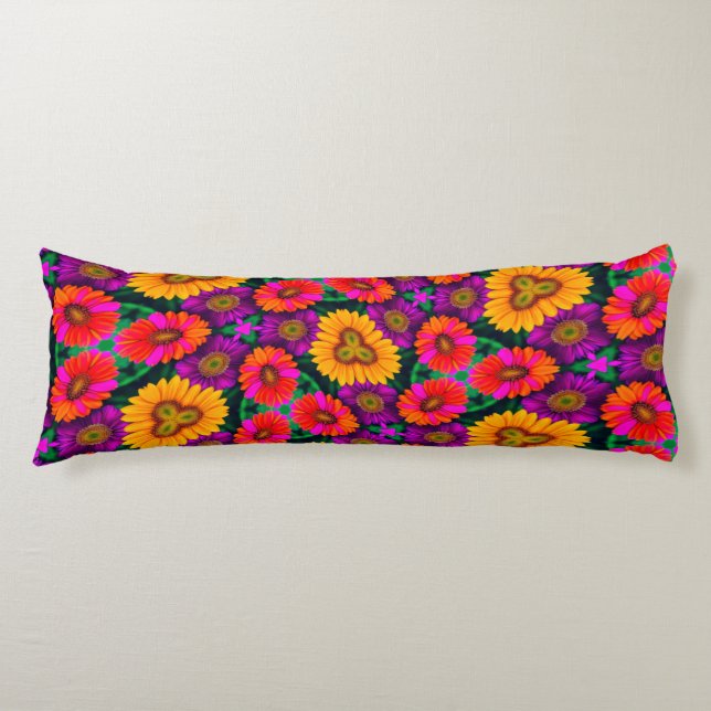 Colourful Daisy Bouquet Pattern Body Cushion (Front)