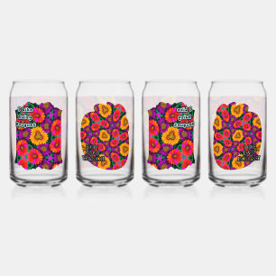 Colourful Daisy Bouquet Pattern Can Glass