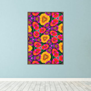 Colourful Daisy Bouquet Pattern Canvas Print