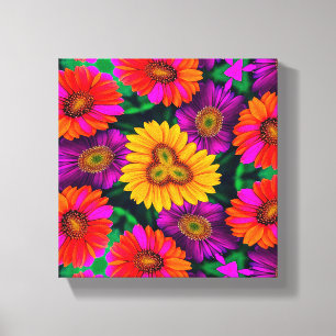 Colourful Daisy Bouquet Pattern Canvas Print