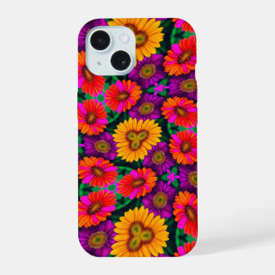 Colourful Daisy Bouquet Pattern iPhone 15 Case