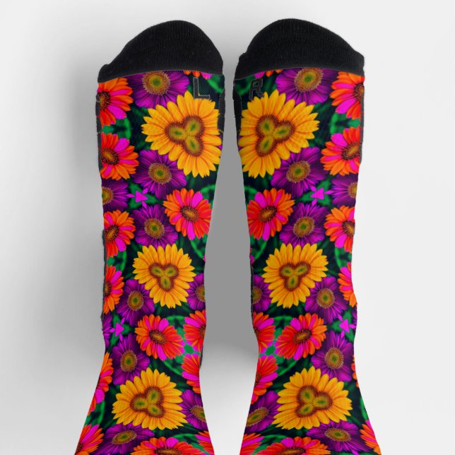 Colourful Daisy Bouquet Pattern Socks (Top)