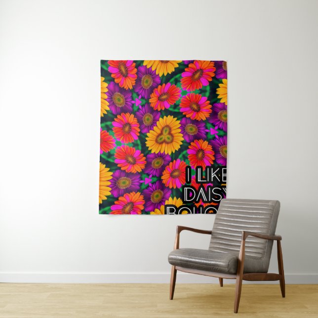 Colourful Daisy Bouquet Pattern Tapestry (In Situ)