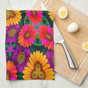 Colourful Daisy Bouquet Pattern Tea Towel