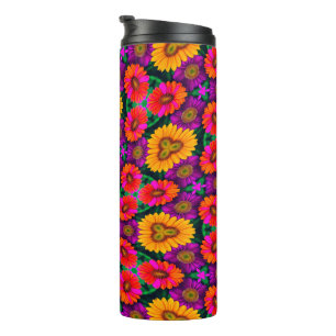 Colourful Daisy Bouquet Pattern Thermal Tumbler