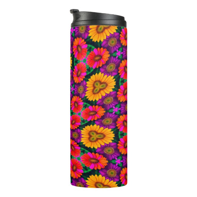 Colourful Daisy Bouquet Pattern Thermal Tumbler (Rotated Right)