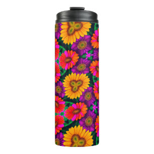 Colourful Daisy Bouquet Pattern Thermal Tumbler