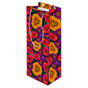 Colourful Daisy Bouquet Pattern Wine Gift Bag
