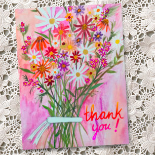 Colourful Daisy Bouquet Thank You Postcard