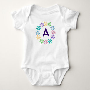 Colourful Daisy Circlet Monogrammed Baby Bodysuit