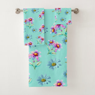 Colourful Daisy Flowers Bath Towel Set