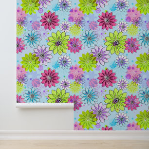 Colourful Daisy Flowers Design Wallpaper