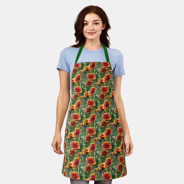 Colourful Daisy Flowers Nature Pattern  Apron (Worn)
