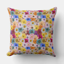 Colourful Daisy Patterned Throw Pillow