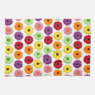 Colourful Daisy Print Tea Towel