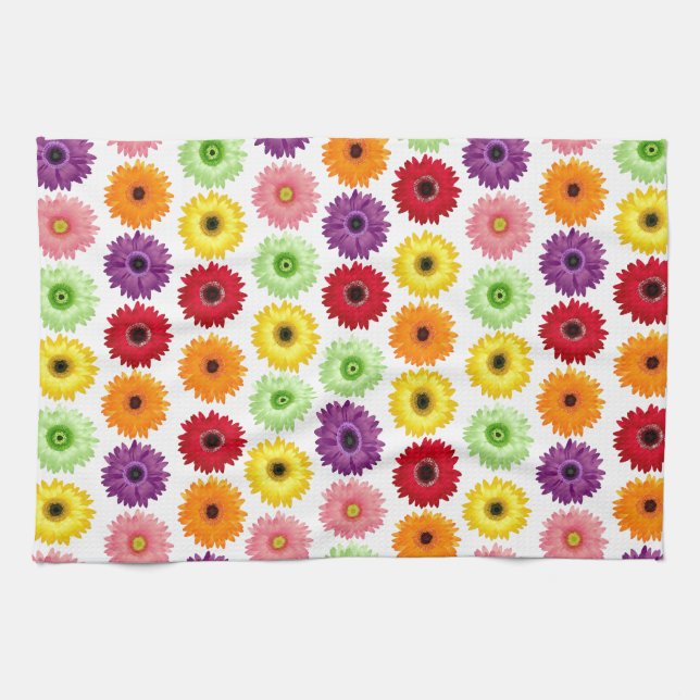 Colourful Daisy Print Tea Towel (Horizontal)