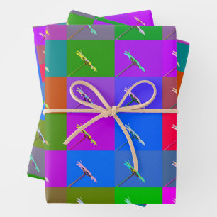 Colourful Daisy Squares, Abstract Floral Photograp Wrapping Paper Sheet