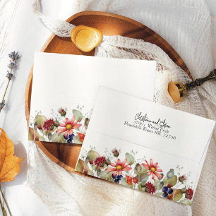 Colourful Daisy Wildflower Watercolor  Floral Envelope