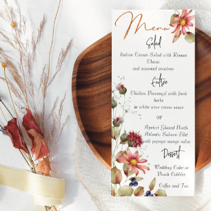 Colourful Daisy Wildflower Watercolor Floral Menu