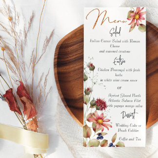 Colourful Daisy Wildflower Watercolor Floral Menu