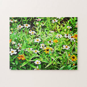 Colourful Daisy Zinnia Flower Garden Puzzle