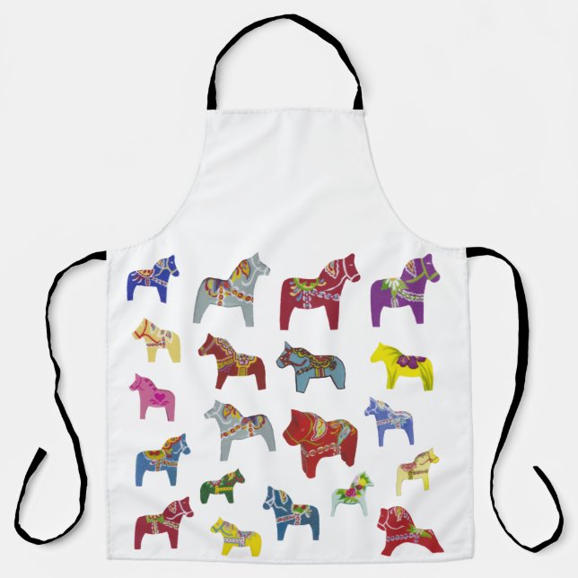 Colourful Dala Horses Apron (Front)