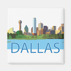 Colourful Dallas Skyline Illustration Magnet
