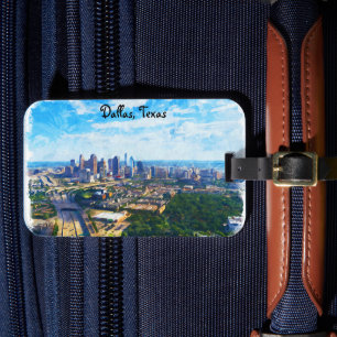 Colourful Dallas Texas Panorama City View Luggage Tag
