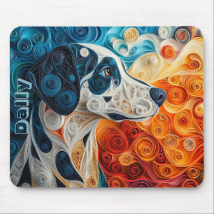 Colourful Dalmatian Paper Quilling Portrait Mouse Pad