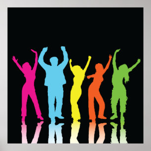 Colourful Dancers Dancing Around Poster