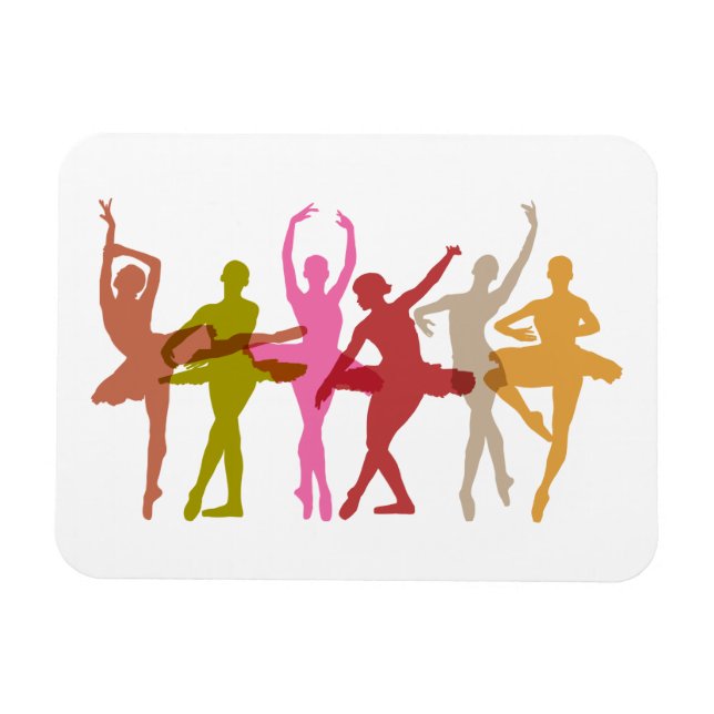 Colourful Dancing Ballerinas Magnet (Horizontal)