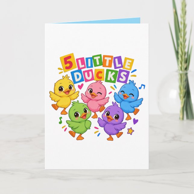 Colourful Dancing Five little ducks Card (Front)