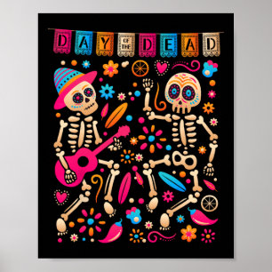 Colourful Dancing Mexican Skeletons - Cute Day Of  Poster