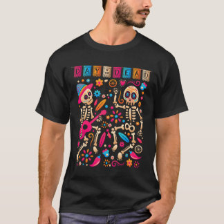 Colourful Dancing Mexican Skeletons - Cute Day Of  T-Shirt