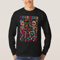 Colourful Dancing Mexican Skeletons  Cute Day Of T