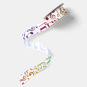 Colourful Dancing Music Notes Cheerful Satin Ribbon