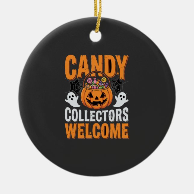 Colourful Dancing Skeletons Halloween Party Ceramic Tree Decoration (Front)