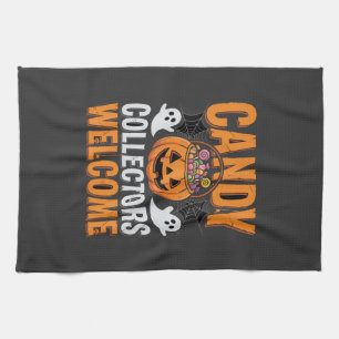 Colourful Dancing Skeletons Halloween Party Tea Towel