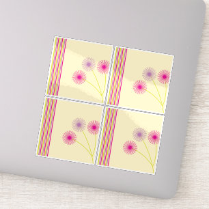 Colourful Dandelion Flowers, Stripes, Boho Abstrac