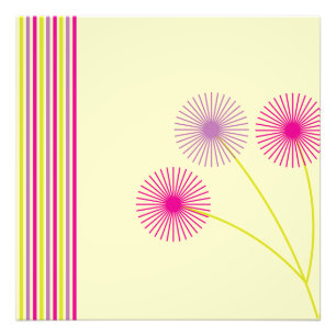Colourful Dandelion Flowers, Stripes, Boho Abstrac Photo Print