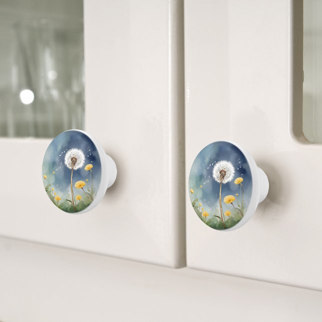 Colourful Dandelion Watercolor Art Ceramic Knob (Creator Uploaded)