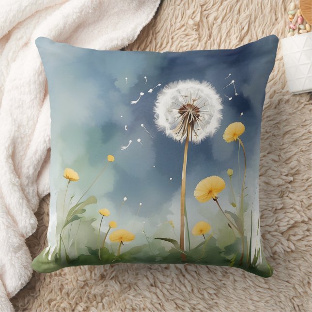 Colourful Dandelion Watercolor Art Cushion (Blanket)