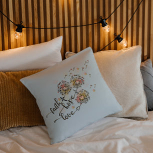 Colourful Dandelions Christian Faith Hope Love Cushion