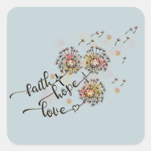 Colourful Dandelions Christian Faith Hope Love Square Sticker