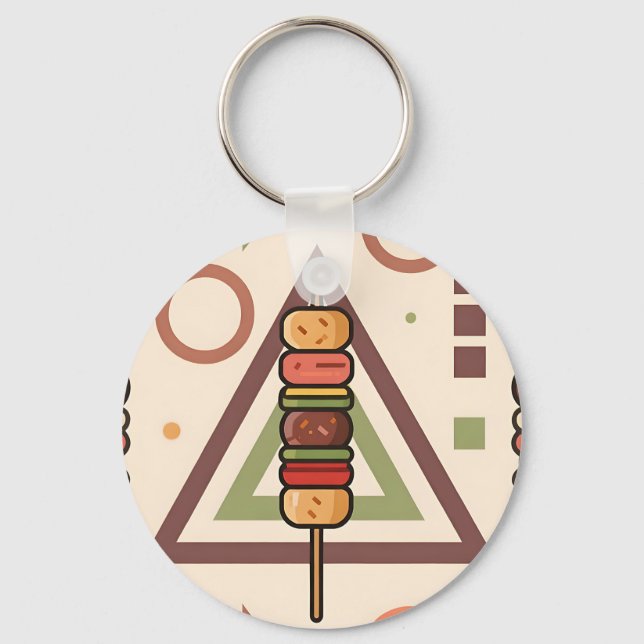 Colourful Dango Skewers Geometric Pattern Key Ring (Front)