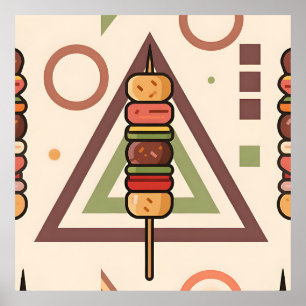 Colourful Dango Skewers Geometric Pattern Poster