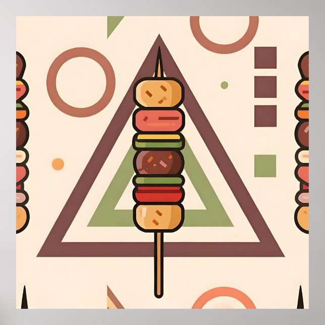 Colourful Dango Skewers Geometric Pattern Poster (Front)